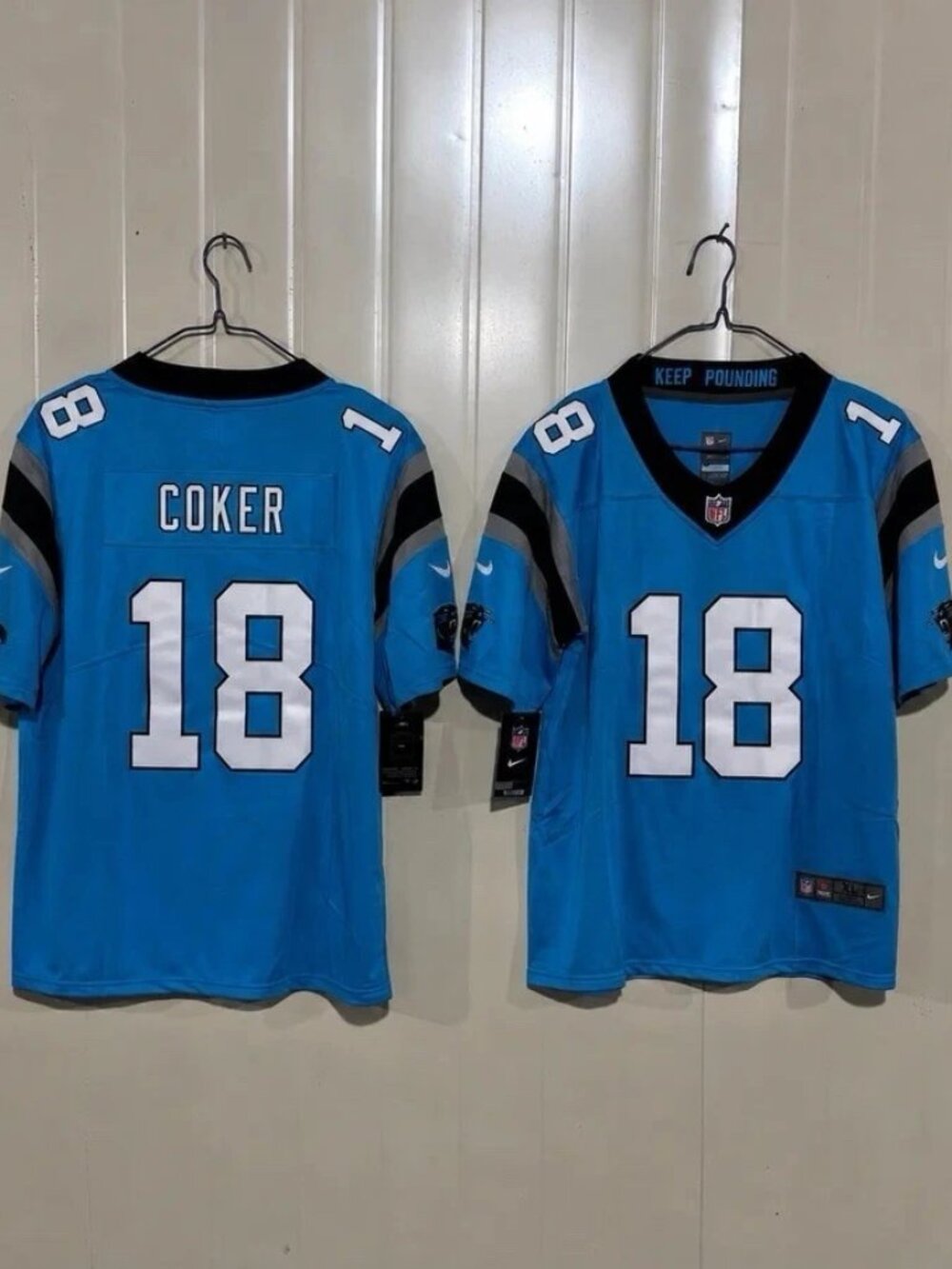 Jalen Coker Blue Stitched Jersey Vapor